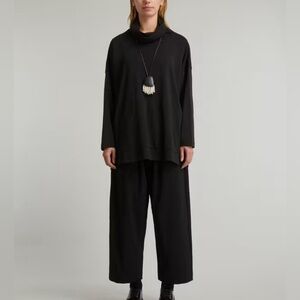 Eskandar Monks Cowl Neck Top Black Grey Size 0